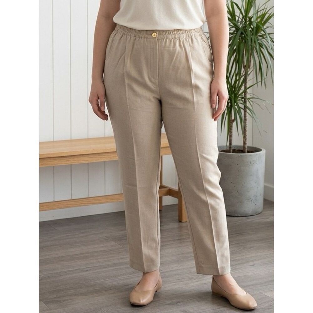 NWOT M Collection Plus Size Elastic Waist Khaki Pull On Dress Pants - Size 22